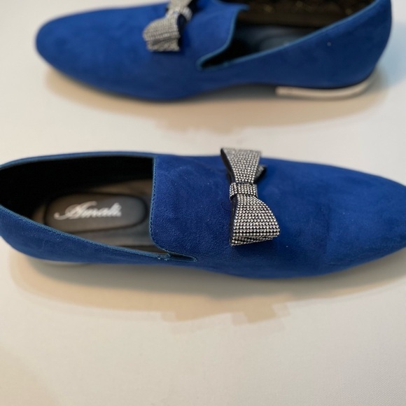 Amali Royal Blue Loafers with Crystal Bow Shoes Size 15 SB-6 main image 7